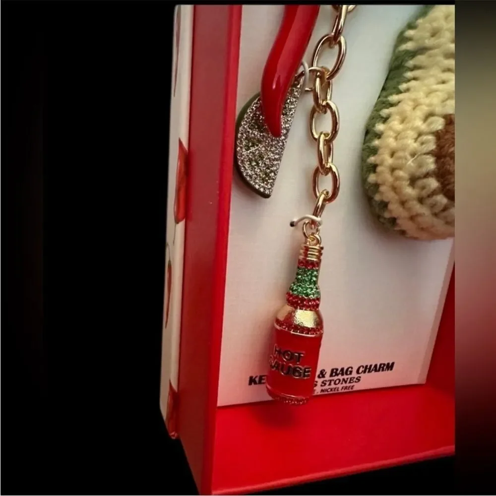 Piper K Knit Avocado Multi Charm Keychain Bag Purse Southwestern‎ NWT